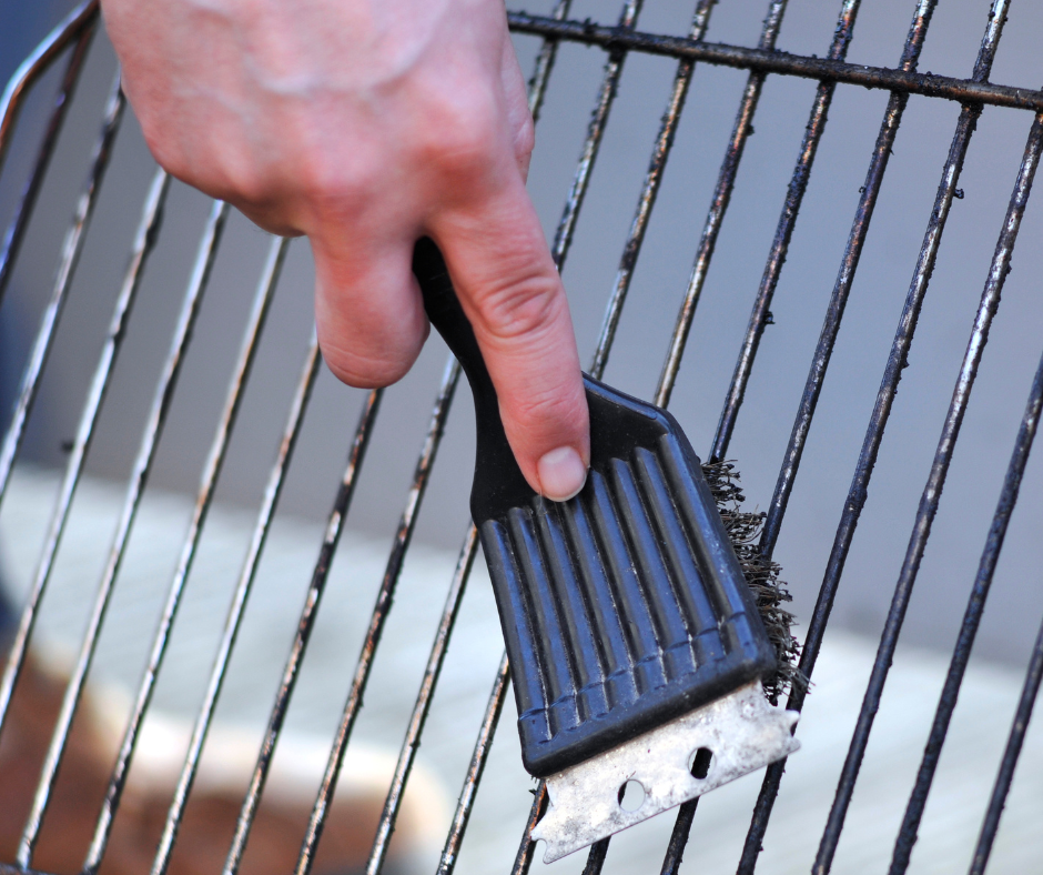 Cleaning Grates with a Grill Brush