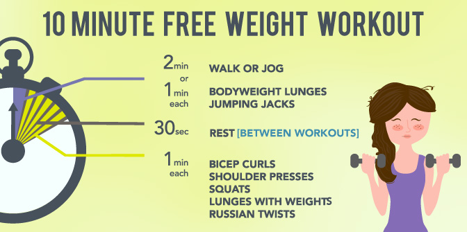 Interval Training - 10 Minute Free Weight Workout