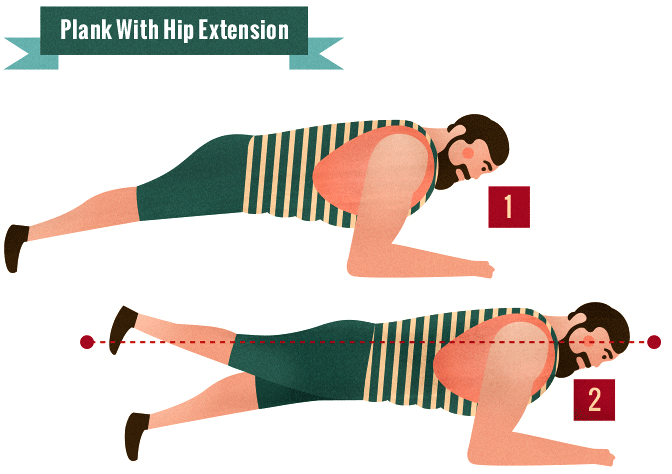 Plank From Elbows With Hip Extension