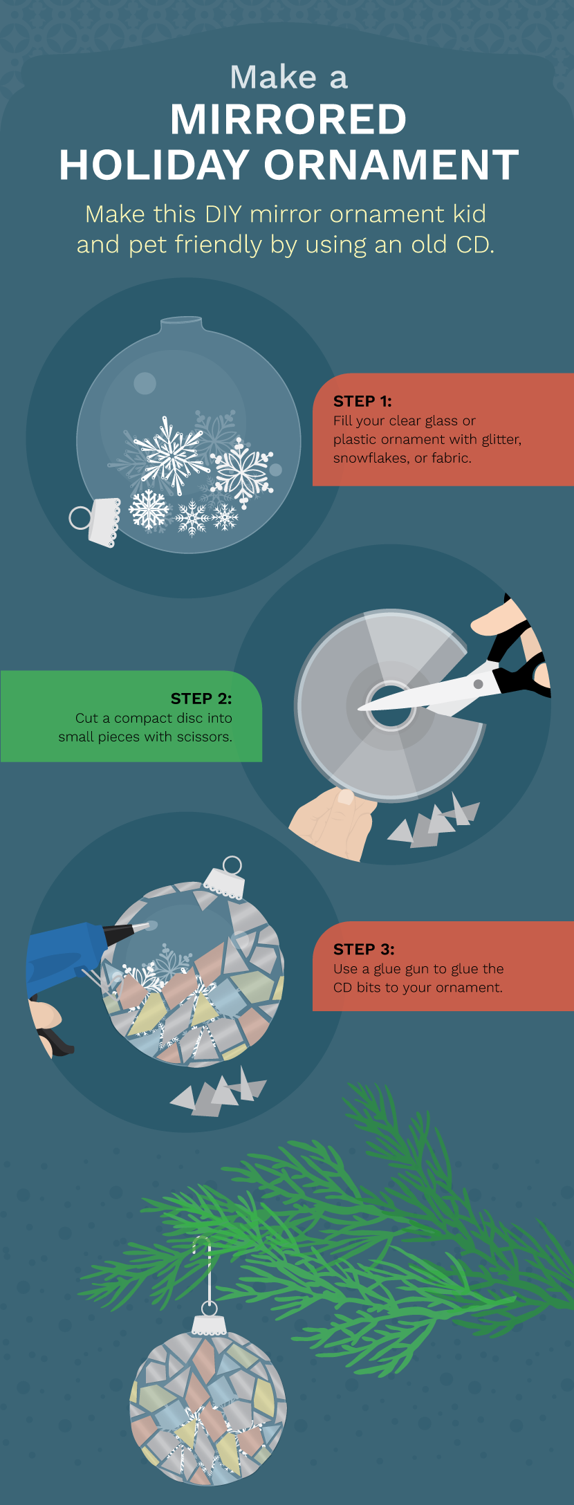 Make Mirrored Holiday Ornament - Ways to Reuse Broken Glass and Mirrors in Your Decor