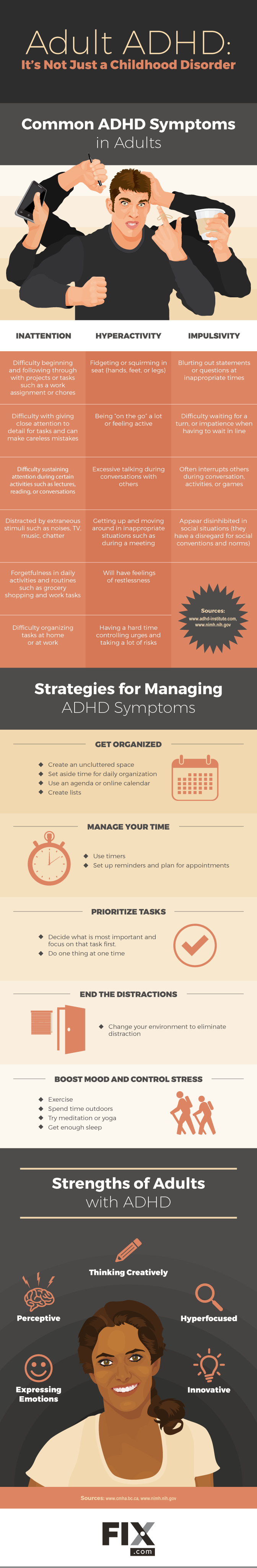 ADHD in Adults: Symptomes & Strategies [Infographic] | ecogreenlove