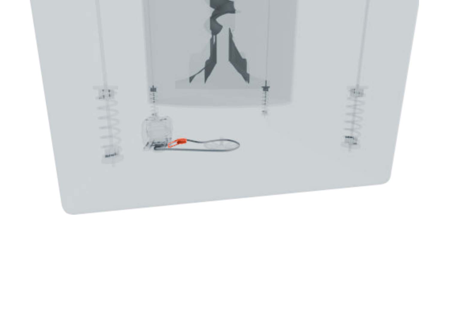 A 3D diagram showing the components of a washer and specifying the location of the idler pulley