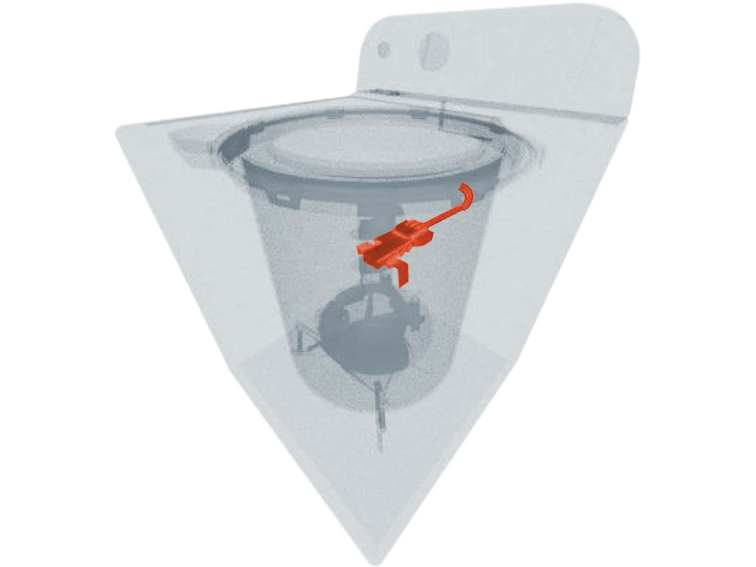 A 3D diagram showing the components of a top load washer and specifying the location of the lid switch