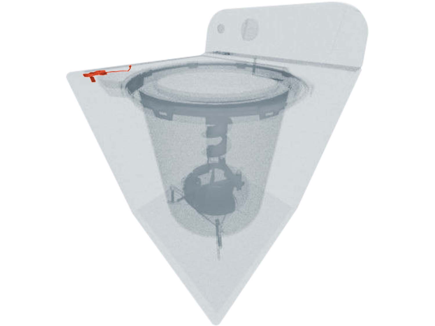 A 3D diagram showing the components of a top load washer and specifying the location of the lid switch