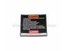 Warning Label – Part Number: 089100212903