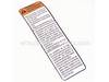 Blade Guard Label – Part Number: 9181015330203