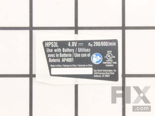 10085503-1-M-Ryobi-940032127-Label Data Hp53l