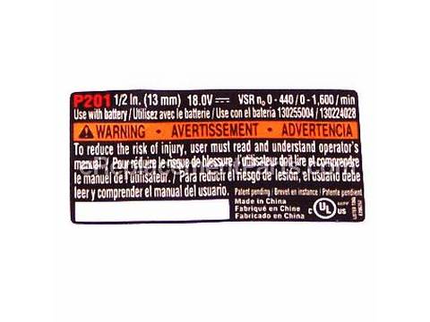 10085507-1-M-Ryobi-940045063-Label Data P201