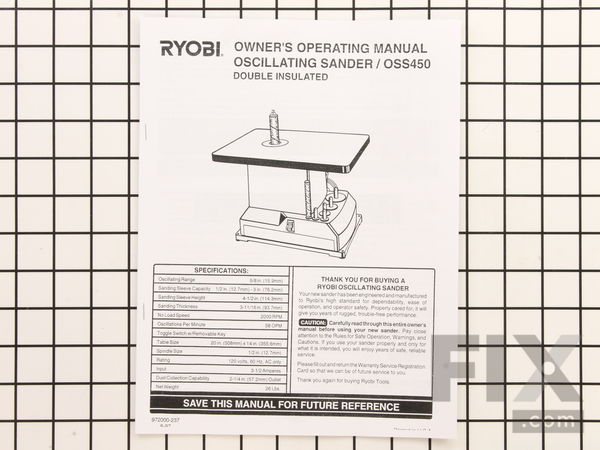 10086106-1-M-Ryobi-972000237-Omoss450 Plastic Plate Triling