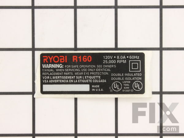10086186-1-M-Ryobi-973677001-Data Plate R160