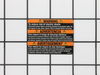 Label, Warning – Part Number: 195833