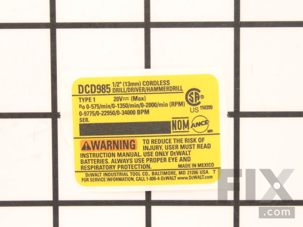10188262-1-M-DeWALT-N088470-Nameplate Front End Assembly C