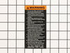 Warning Label – Part Number: 6296150