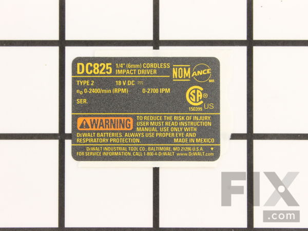 11929207-1-M-DeWALT-N009140-Nameplate