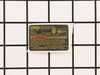 Nameplate – Part Number: N009838
