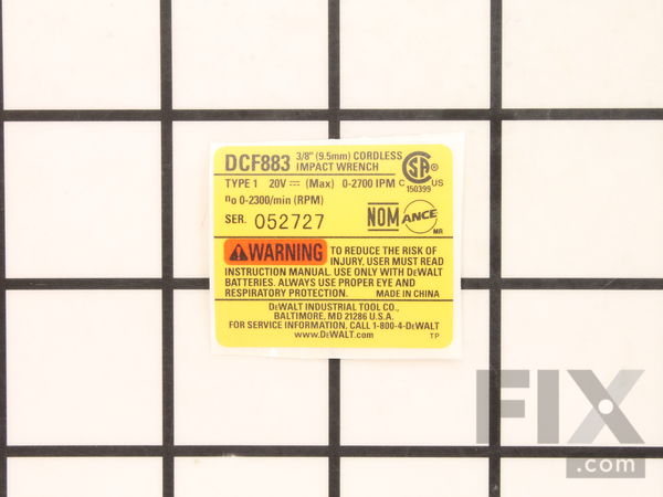 11929559-1-M-DeWALT-N154032-Nameplate