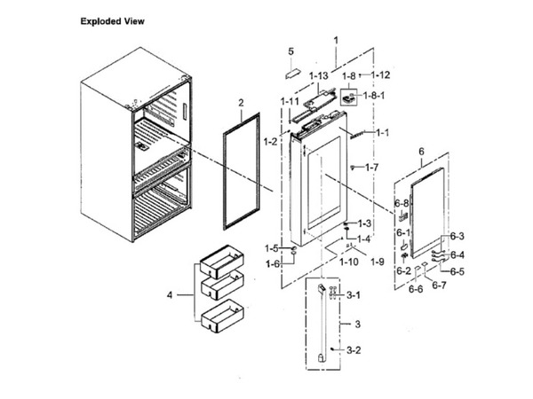 12115460-1-M-Samsung-DA82-02345B-A/S Assembly-PACKING DOOR REF RIGHT;RF8000MC