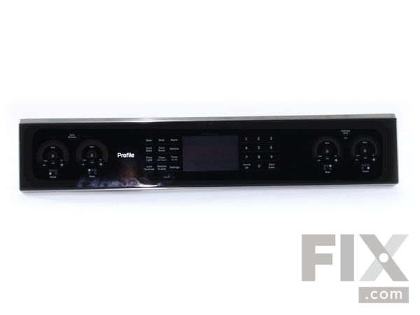 12730488-1-M-GE-WB27X33633-BLACK STAINLESS CONTROL PANEL OVERLAY W/