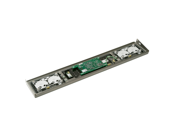 12742866-1-M-GE-WB27X33626-BLACK STAINLESS CONTROL PANEL OVERLAY W/