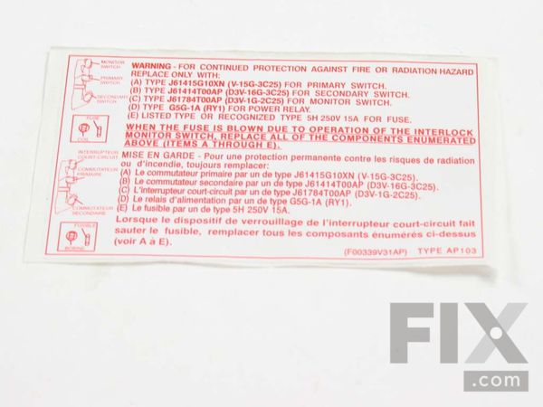 16587724-1-M-Panasonic-F00339V30AP-Label
