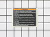 WARNING LABEL – Part Number: 080029002901