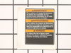DUST ELBOW WARNING LABEL – Part Number: 089170109908