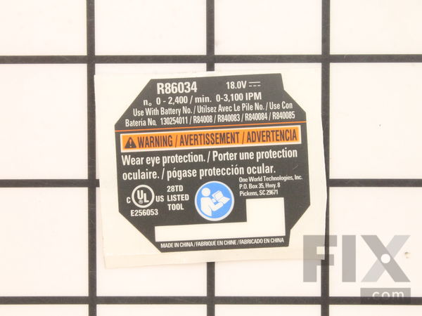 18705326-1-M-Ryobi-940488189-LABEL DATA R86034