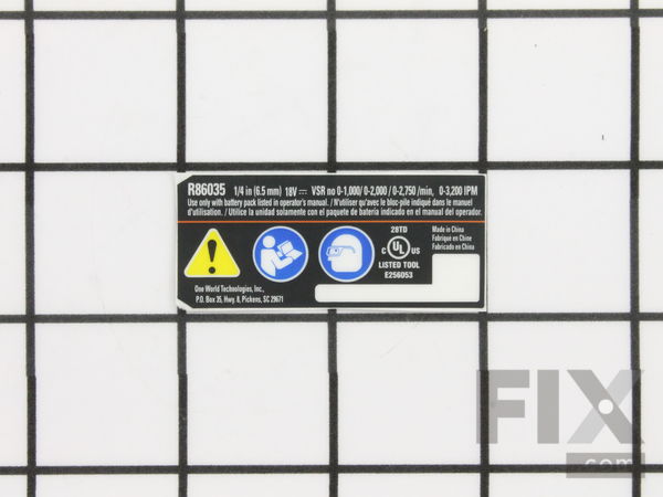 18706219-1-M-Ryobi-941488131-LABEL DATA R86035