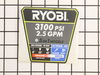 PERFORMANCE LABEL – Part Number: 940779097