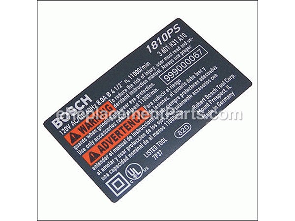 19499557-1-M-Bosch Tool-1601118K50-NAMEPLATE