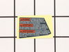 WARNING LABEL – Part Number: 2609131990