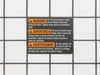 WARNING LABEL – Part Number: 2610016568