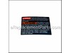 LABEL – Part Number: 2610919562