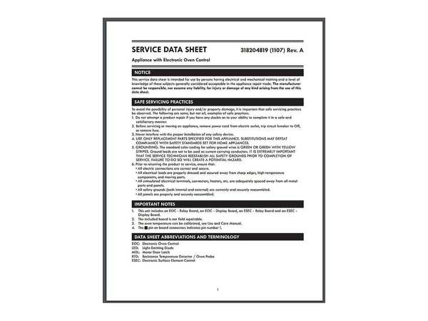 3502464-1-M-Frigidaire-318204819-SERVICE DATA SHEET