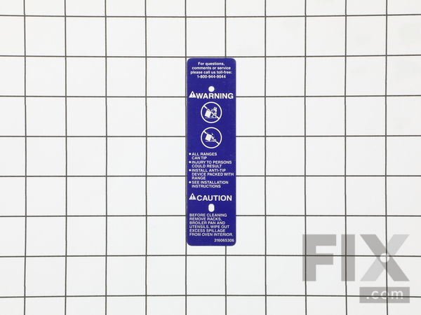 627224-1-M-Frigidaire-316065306         -Warning Plate
