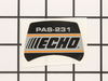Label - Model -- Pas-231 – Part Number: X503001640