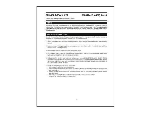 978375-1-M-Frigidaire-318047416         -SERVICE DATA SHEET